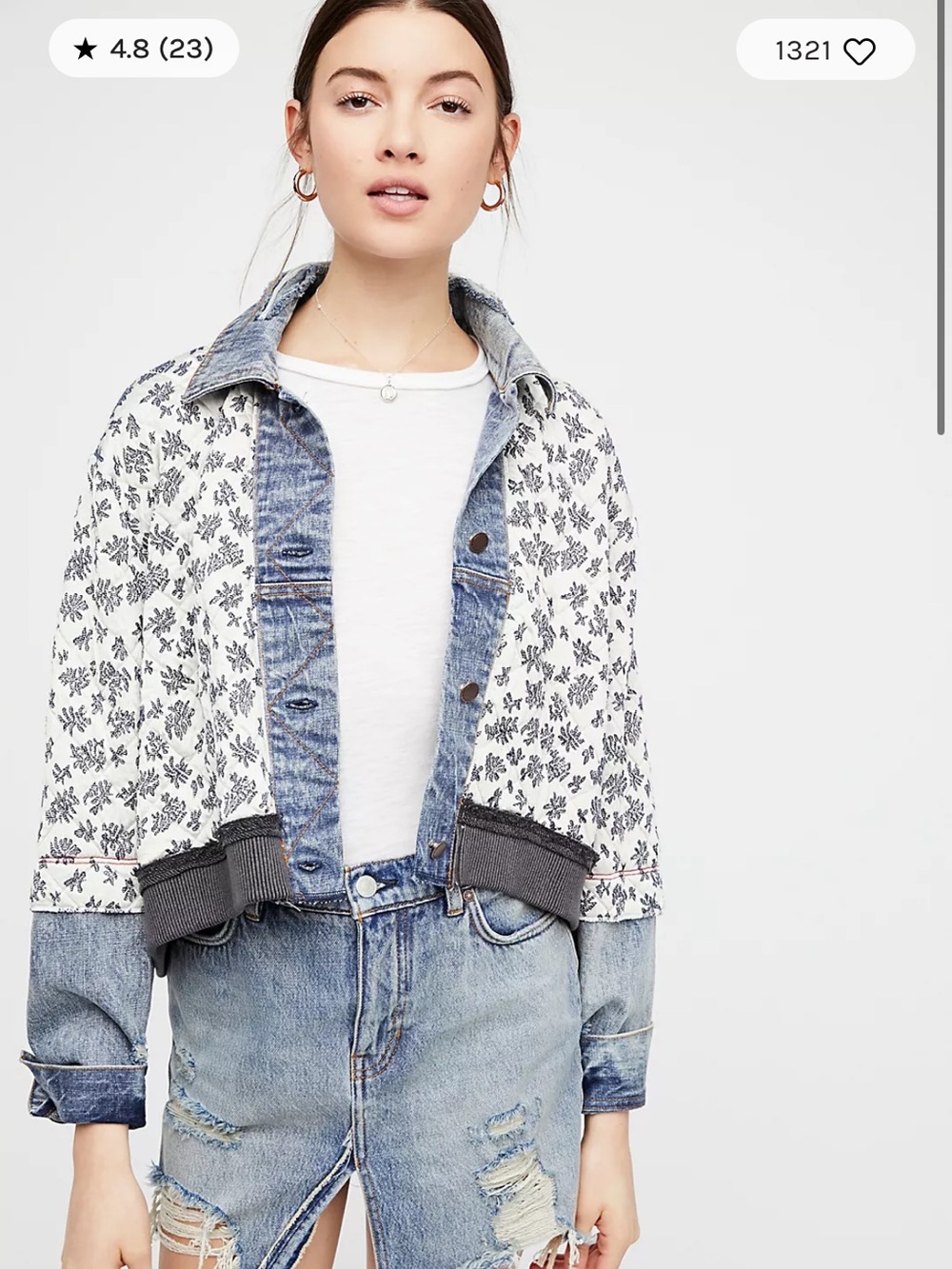 Free People Ditsy Denim Jacket M/L